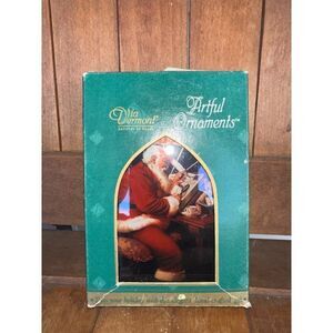 1997 Via Vermont Artful Ornaments "Santa At Desk" Hanging Glass Ornament  286184